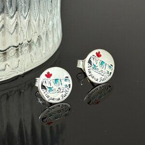 Niagara Falls Earrings S925 Sterling Silver Handmade Ear Stud